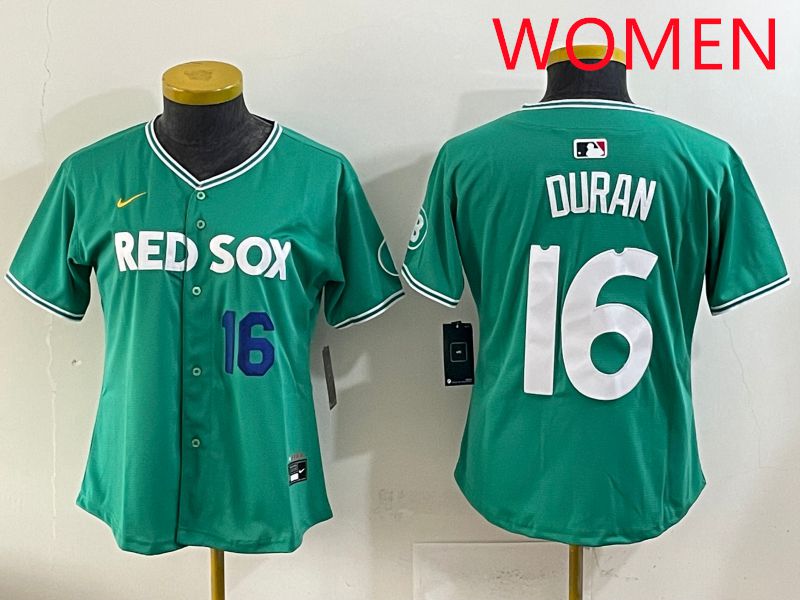 Women 2025 Boston Red Sox #16 Duran Dark Green Joint Name Nike MLB Jersey style 4
